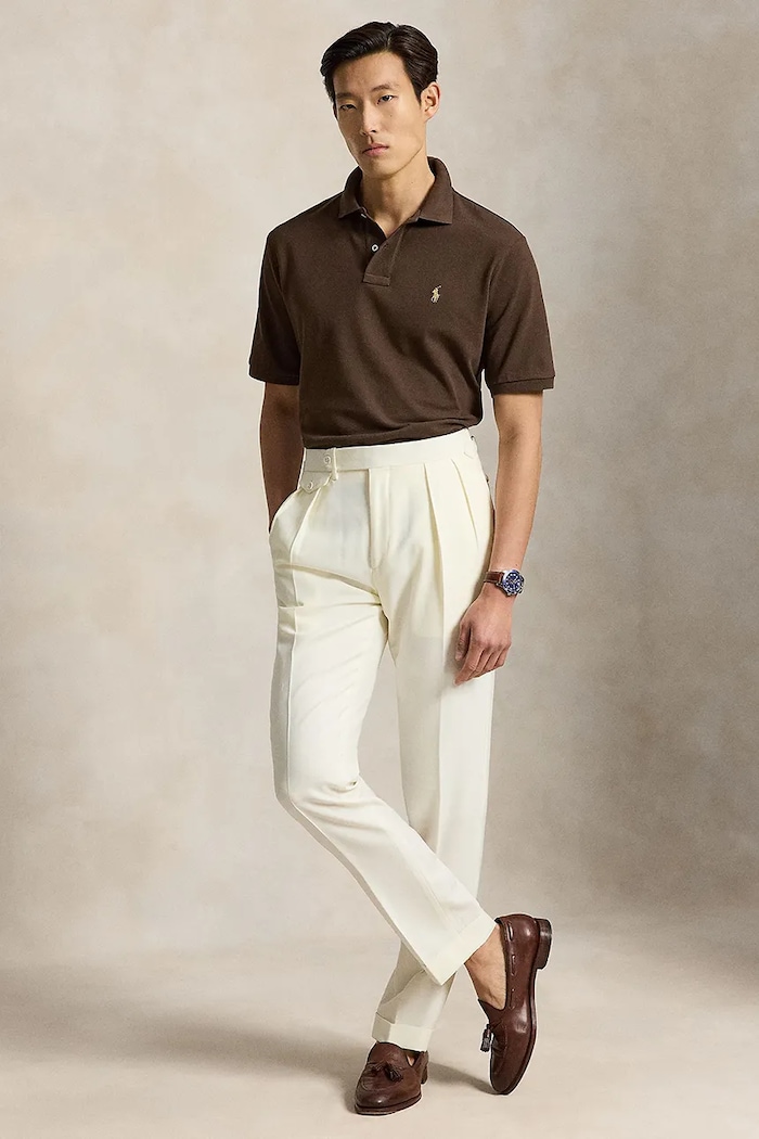 Odzież Polo Ralph Lauren polo męskie bawełniane 710534735 brązowy