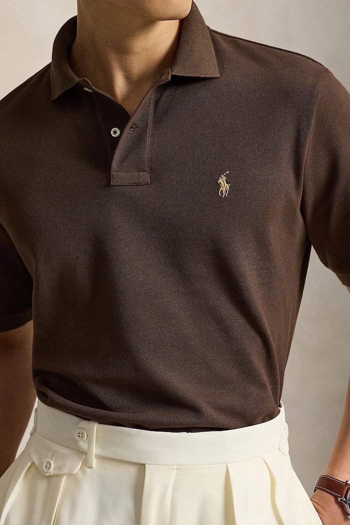 Polo Ralph Lauren polo męskie bawełniane brązowy 710534735
