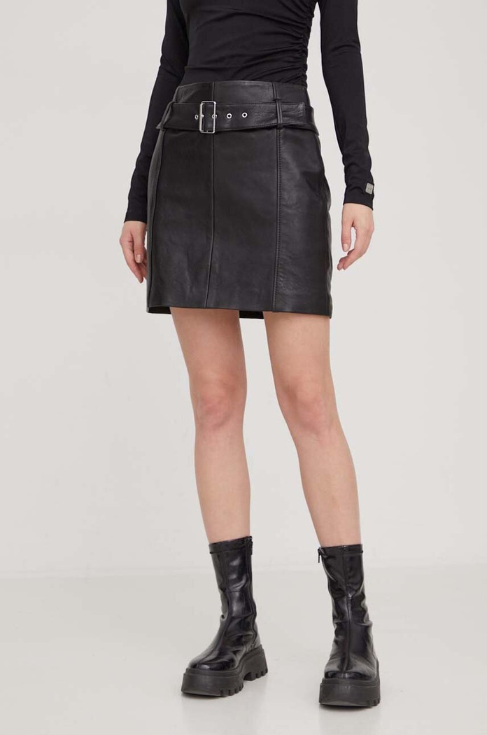 HUGO spódnica skórzana casual czarny 50504797