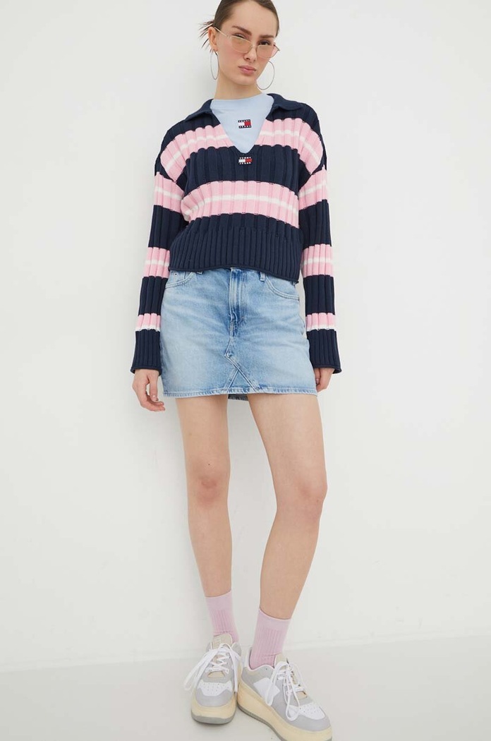 Džínová sukně Tommy Jeans mini modrá DW0DW17219
