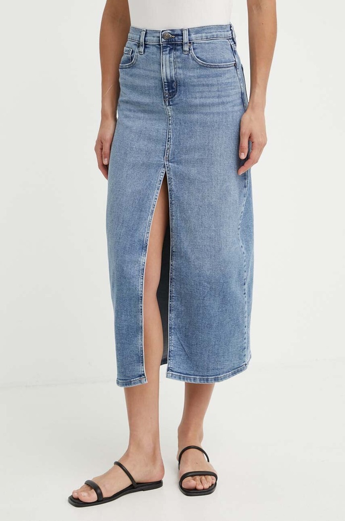 Dkny fustă din denim uni albastru DJ4K9506
