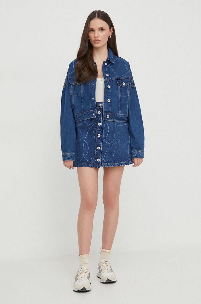 Džínová sukně Pepe Jeans WINNIE LOGO PL901097 námořnická modř SS24