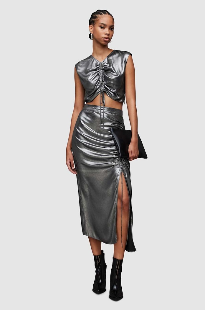 Sukně AllSaints Carla WS058Z šedá