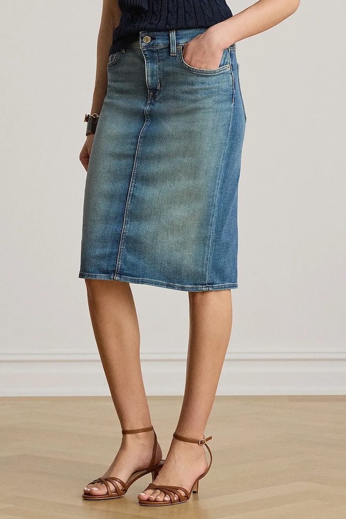 Džínová sukně Lauren Ralph Lauren mini modrá 200817846