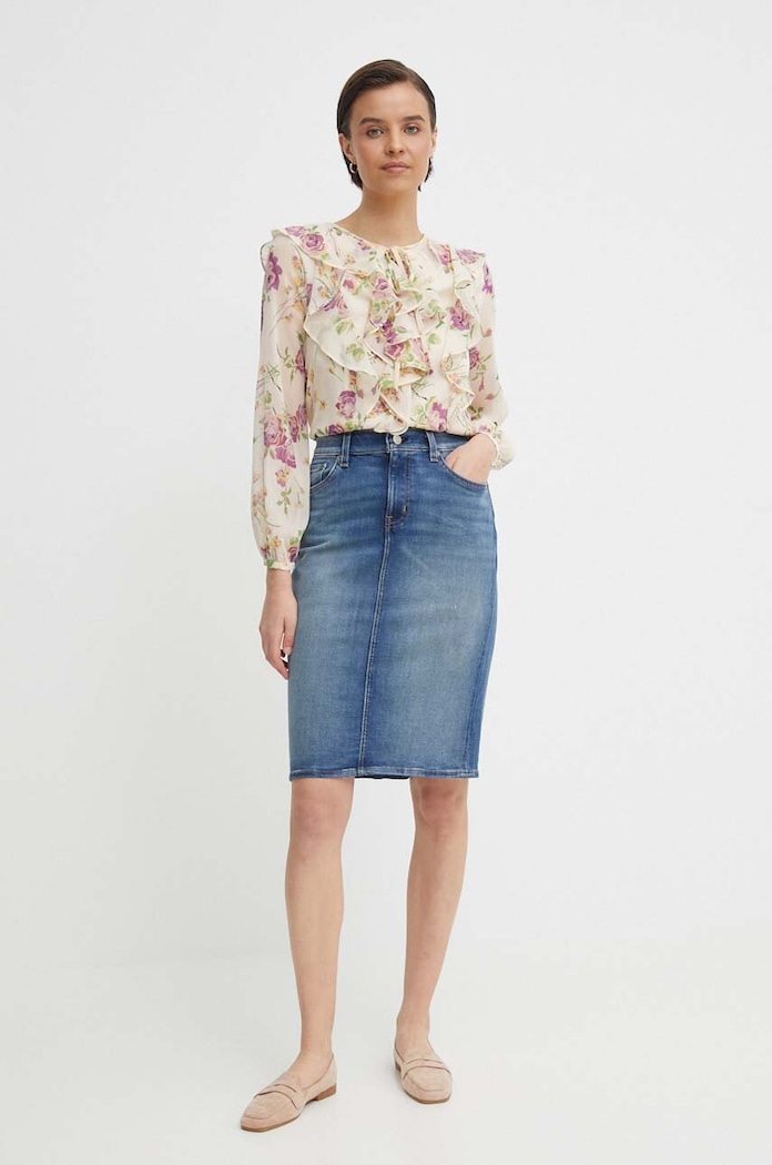 Rifľová sukňa Lauren Ralph Lauren 200817846 modrá SS25