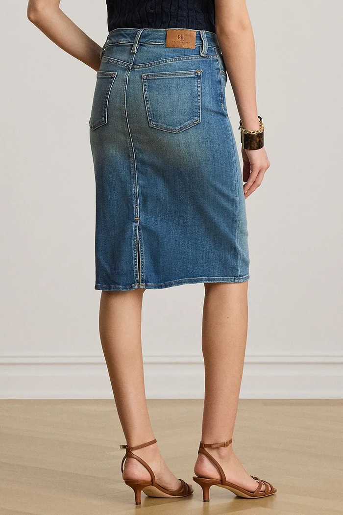 Džínová sukně Lauren Ralph Lauren 200817846 modrá SS25