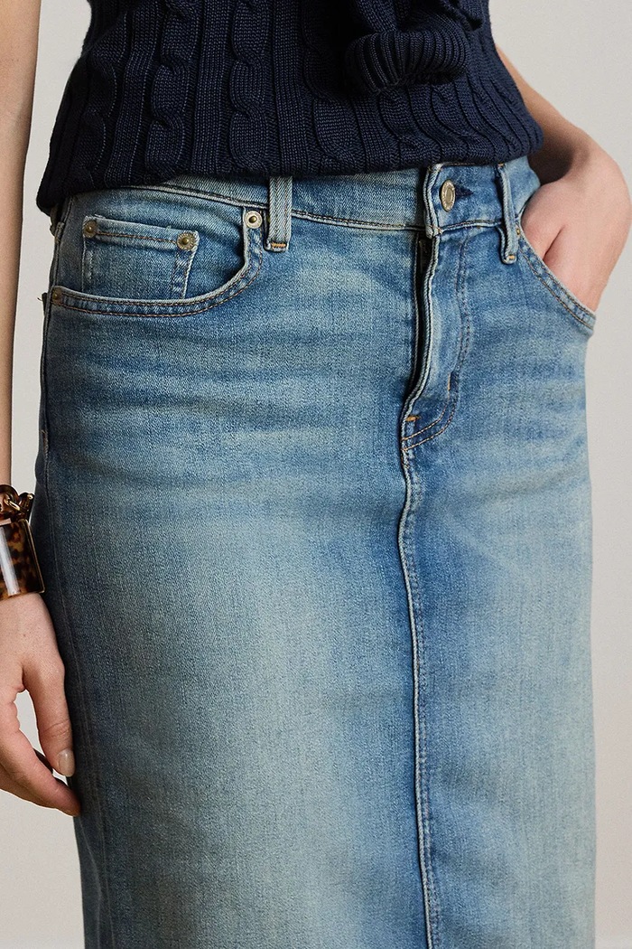 Džínová sukně Lauren Ralph Lauren modrá 200817846