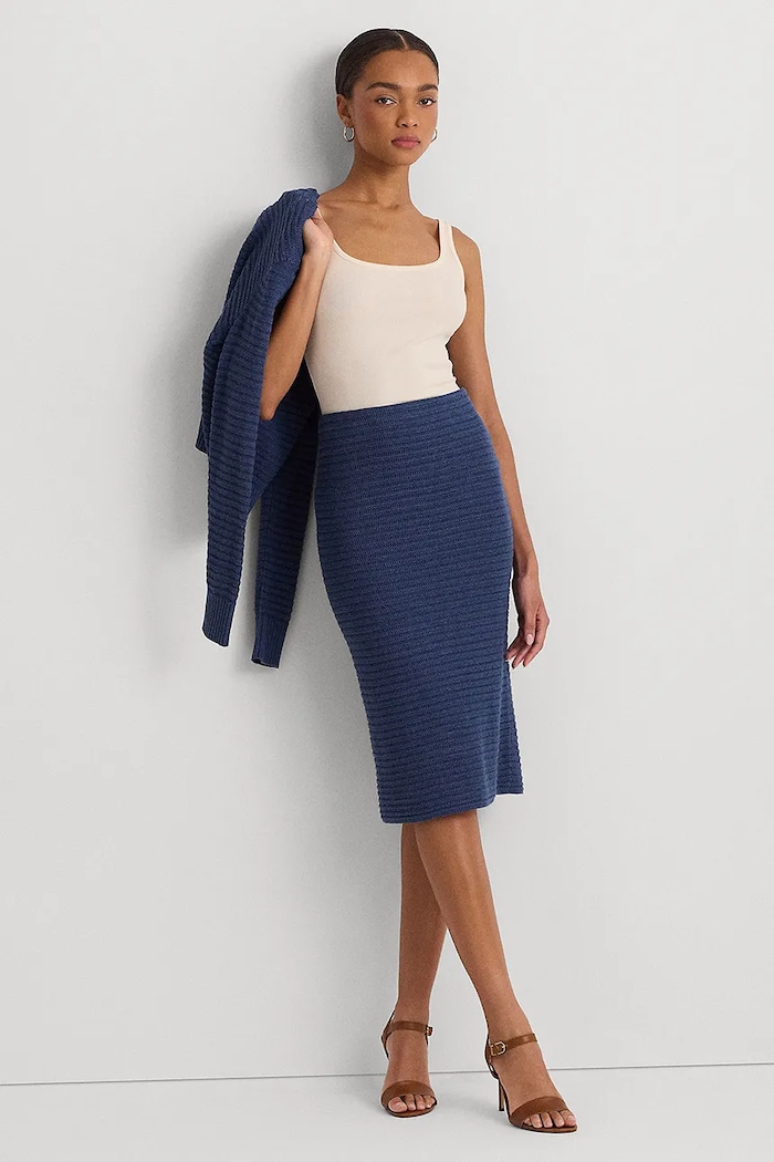 Odjeća Lanena suknja Lauren Ralph Lauren 200932981 plava