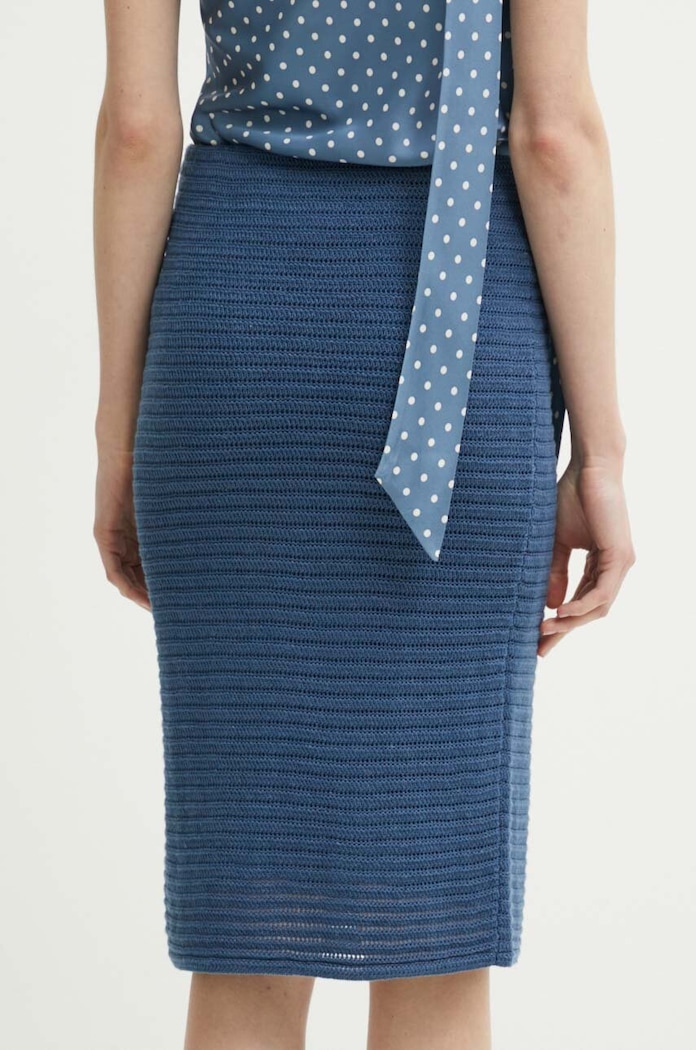 Ľanová sukňa Lauren Ralph Lauren modrá 200932981