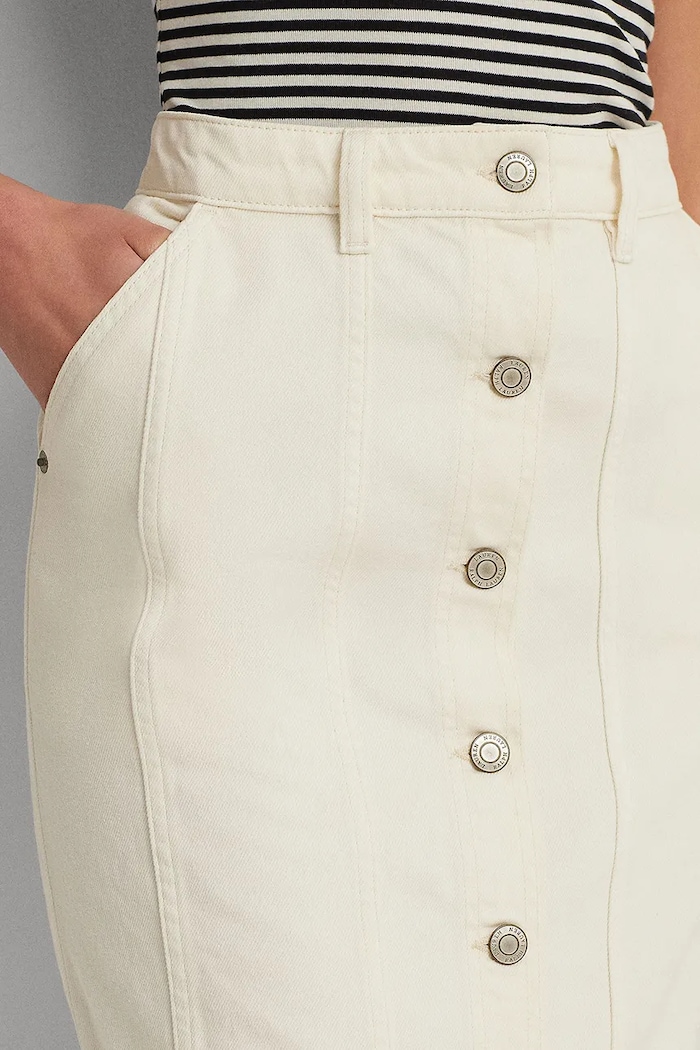 Lauren Ralph fustă din denim bej 200934630