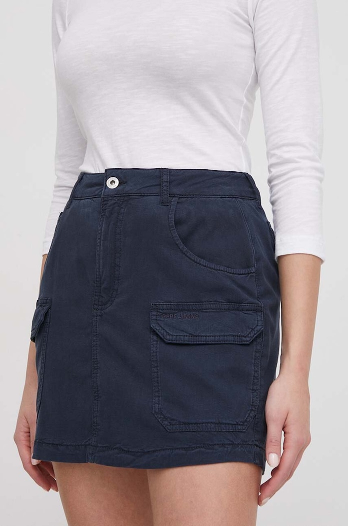 Φούστα Pepe Jeans TARA με ελαστάν σκούρο μπλε PL901102