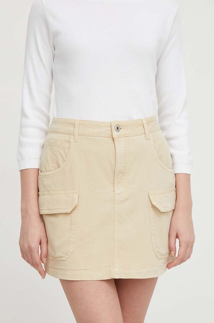 Sukňa Pepe Jeans TARA s elastanom béžová PL901102