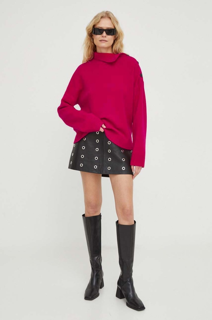The Kooples sweter wełniany FPUL28001K różowy SS24