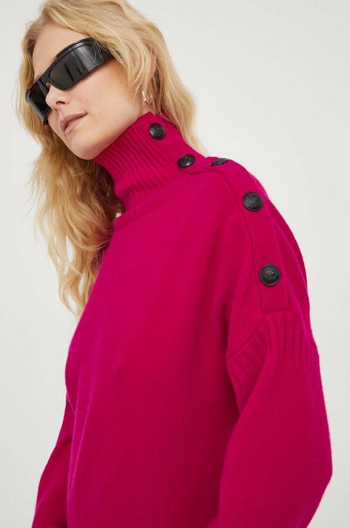 The Kooples sweter wełniany różowy FPUL28001K