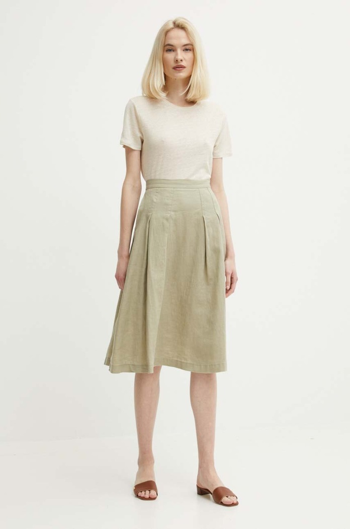 United Colors of Benetton spódnica lniana 4AGHD0039 zielony SS24