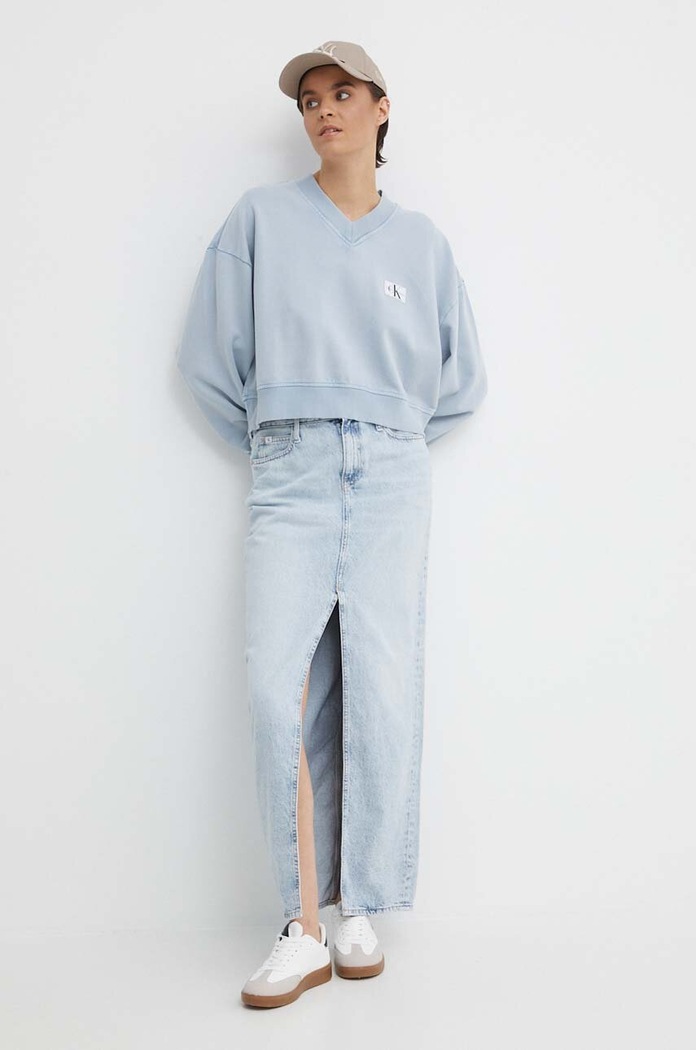 Дънкова пола Calvin Klein Jeans дънков син J20J222814