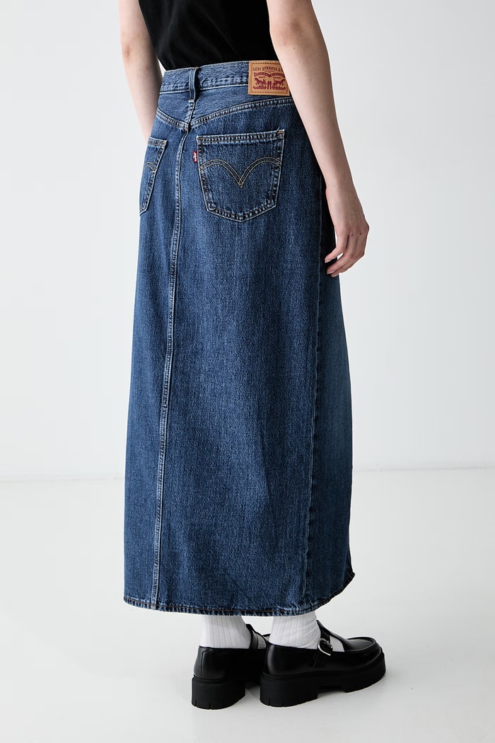 Oblačila Levi's krilo z razporkom denim ANKLE COLUMN A7512 modra