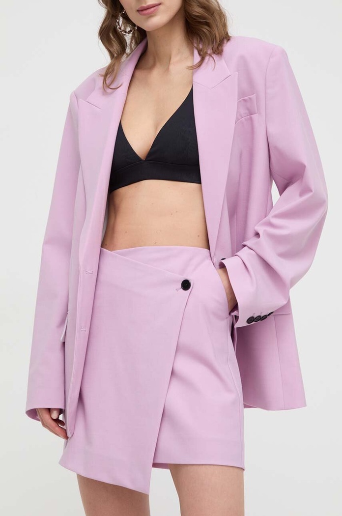 Karl Lagerfeld szoknya gyapjú keverékből elasztánnal rózsaszín 241W1204