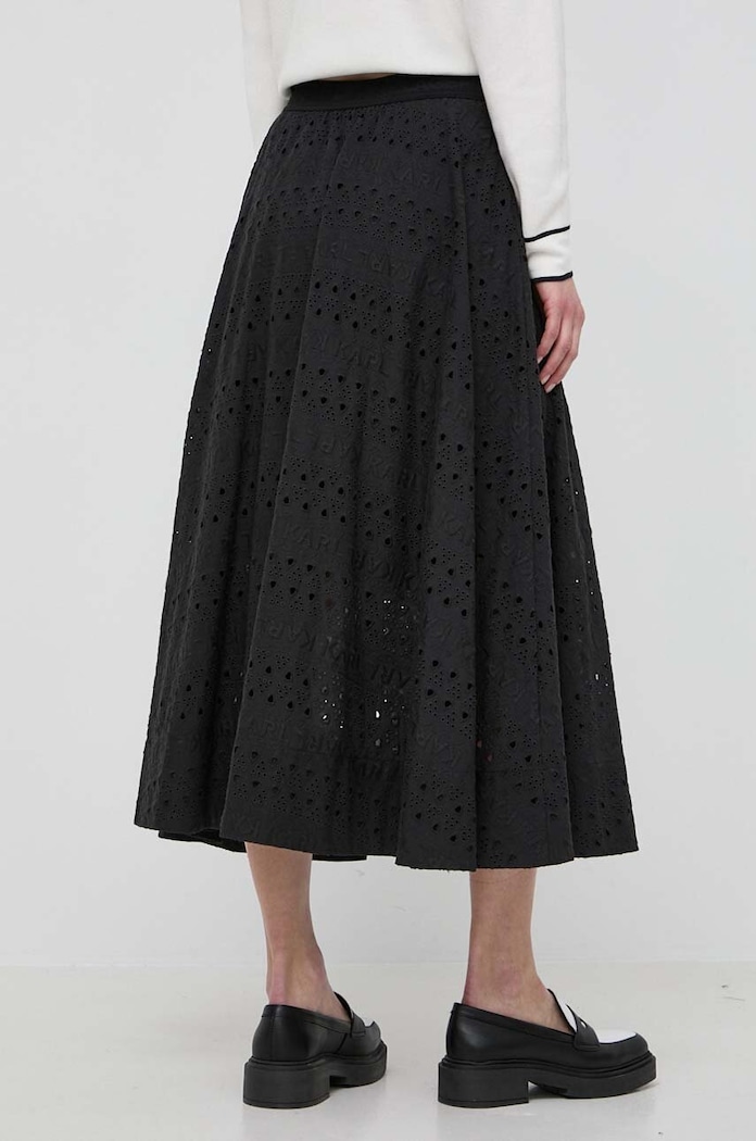 Βαμβακερή φούστα Karl Lagerfeld 241W1200 μαύρο SS24