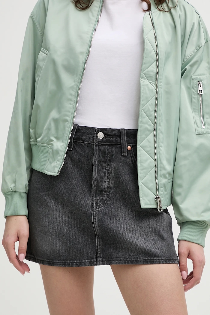 Rifľová sukňa Levi's rifľovina sivá A4694