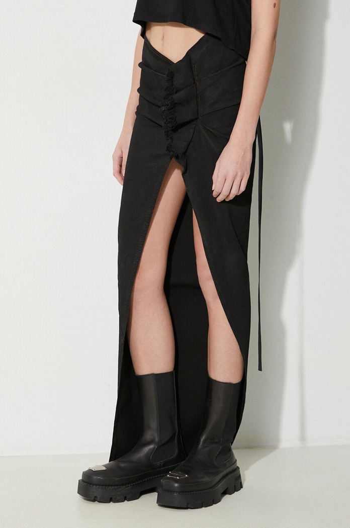 Rifľová sukňa Rick Owens Denim Skirt Edfu Skirt Long čierna DS01D1348.SBB.09