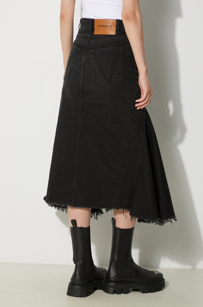 Clothing VETEMENTS denim skirt Denim Midi Skirt WE64SK700B black