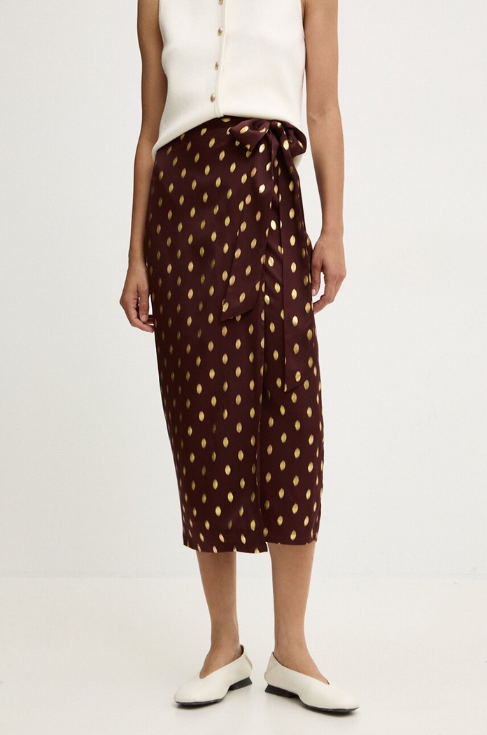 Never Fully Dressed spódnica Jaspre Skirt casual brązowy NFDSK635