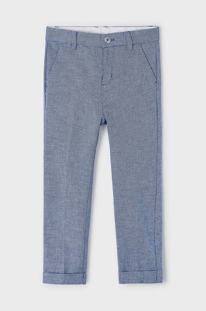Mayoral pantaloni cu amestec de in pentru copii panza albastru 3542.5B.Mini.PPYH