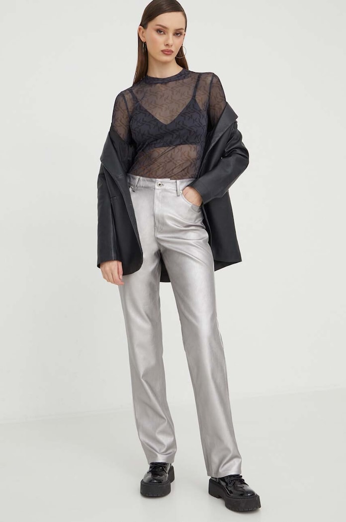 Παντελόνι Karl Lagerfeld Jeans 240J1004 ασημί SS24