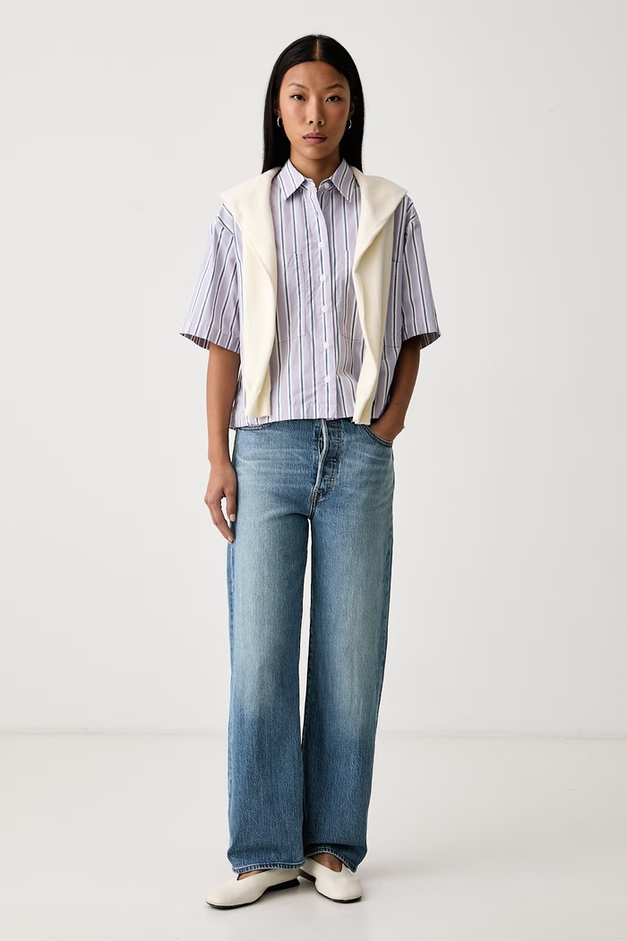 Levi's Дънки straight дамски RIBCAGE STRAIGHT ANKLE 72693 син AA00