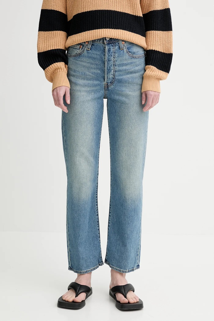 Levi's jeansy RIBCAGE STRAIGHT ANKLE niebieski 72693