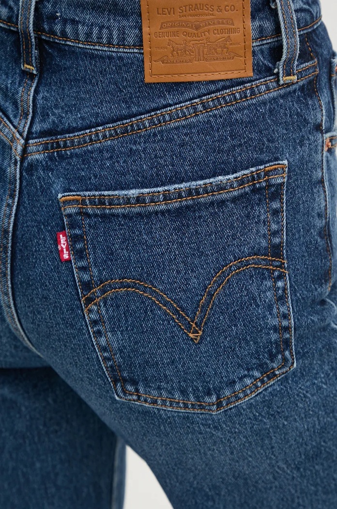 Τζιν παντελόνι Levi's RIBCAGE STRAIGHT ANKLE σκούρο μπλε 72693