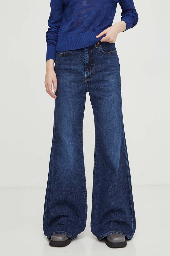 Levi's jeansy RIBCAGE BELLS Planet friendly granatowy A7503