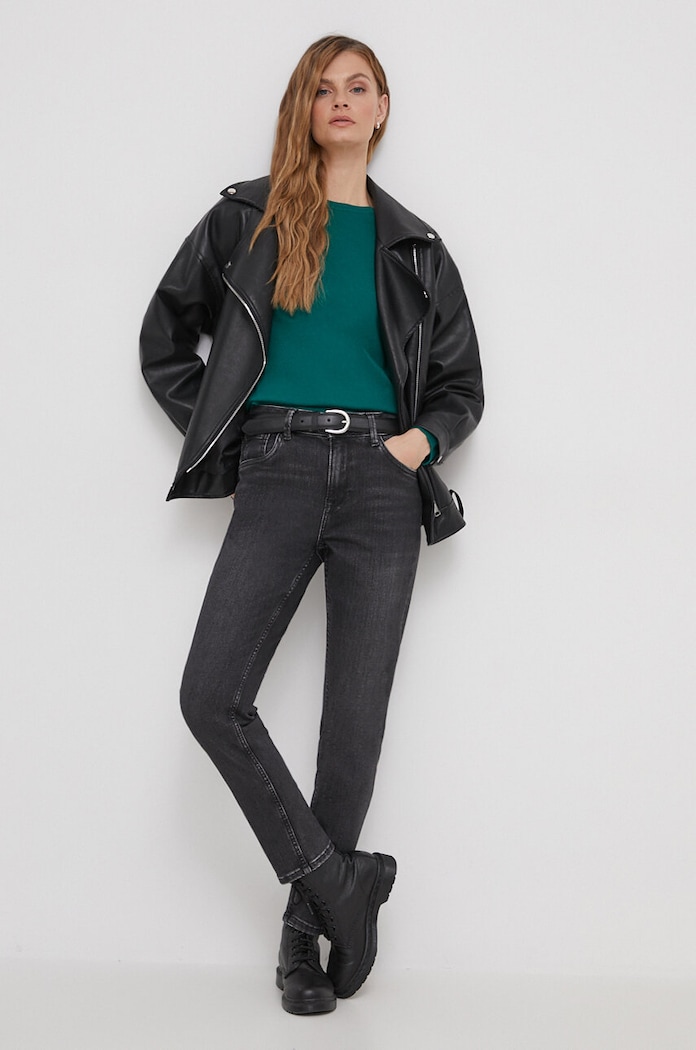 Rifle Pepe Jeans TAPERED JEANS HW Planet friendly sivá PL204591XW1