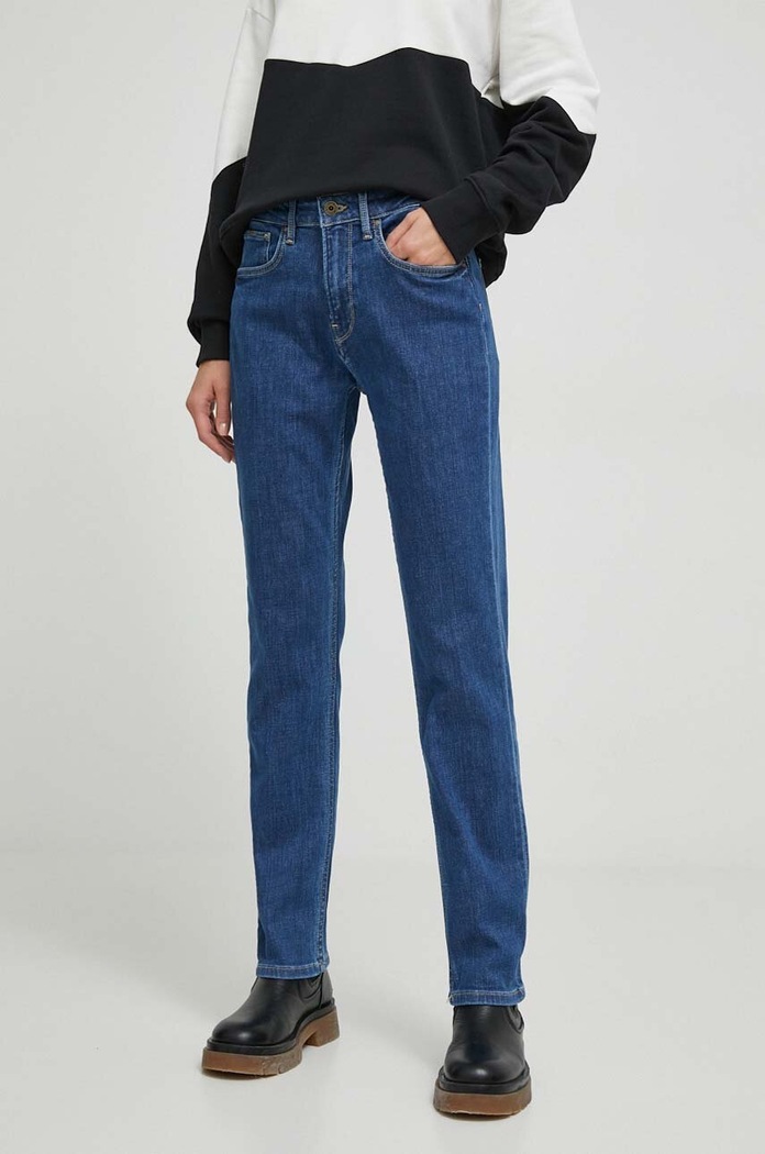 Džíny Pepe Jeans STRAIGHT JEANS HW Planet friendly námořnická modř PL204592GX7