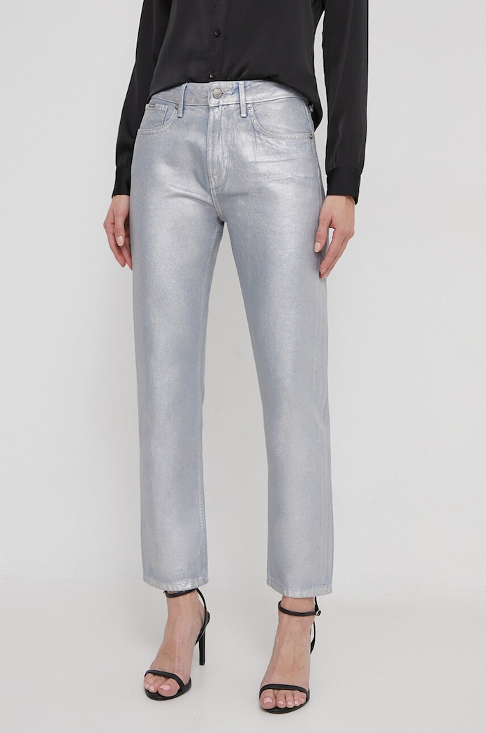 Pepe Jeans jeansy STRAIGHT JEANS HW SHINE Planet friendly niebieski PL204600