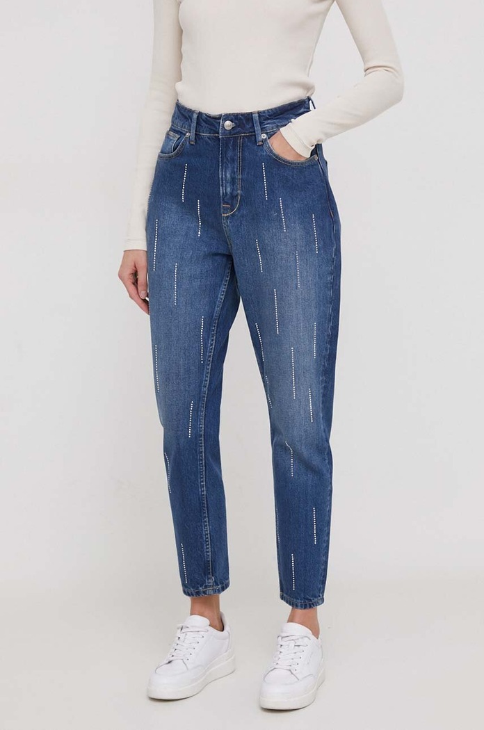 Pepe Jeans jeansy TAPERED JEANS UHW SPARKLE Planet friendly granatowy PL204601