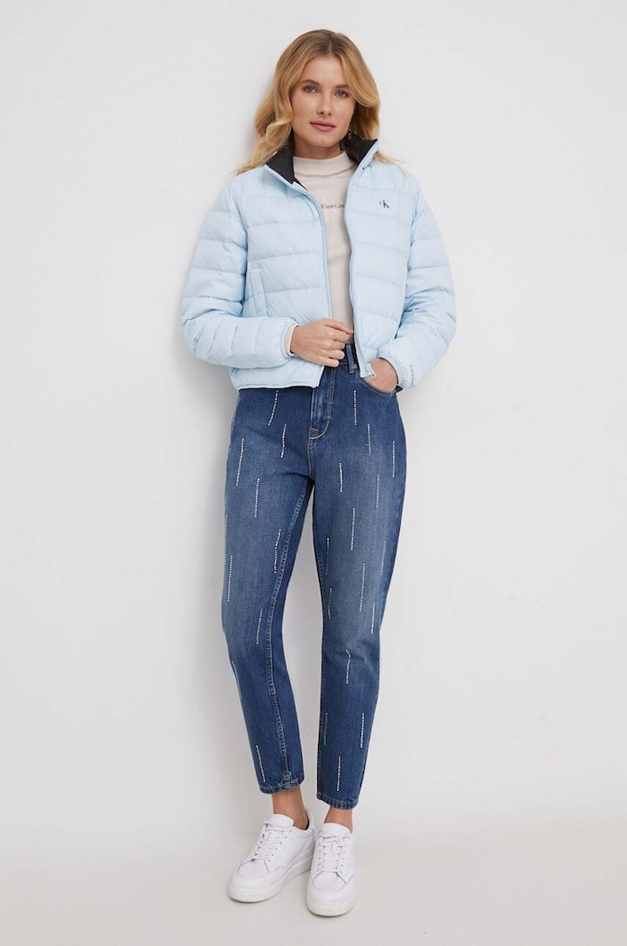 Pepe Jeans jeansy TAPERED JEANS UHW SPARKLE PL204601 granatowy SS24