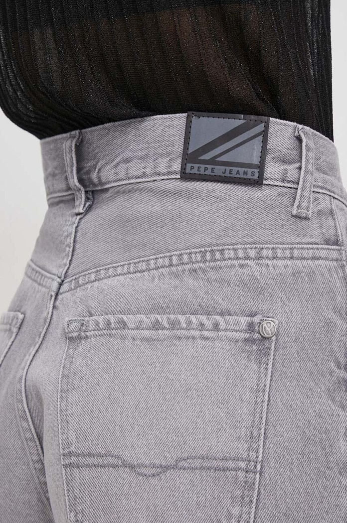 Traperice Pepe Jeans STRAIGHT UHW SPARKLE PL204605 siva