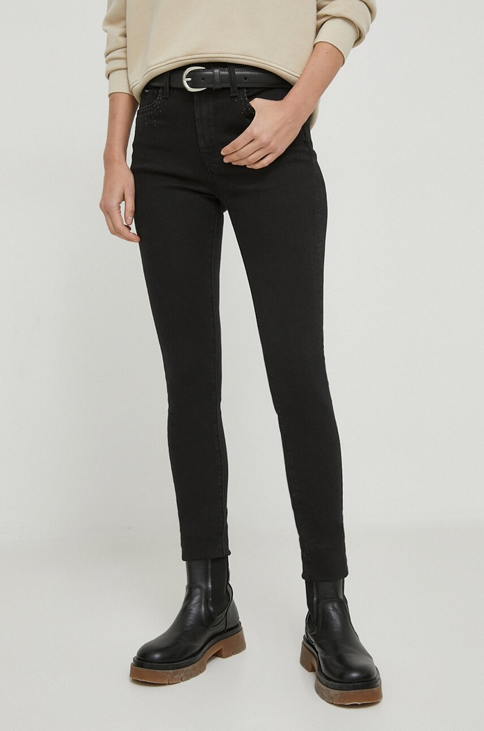 Traperice Pepe Jeans SKINNY HW SPARKLE visoki crna PL204606