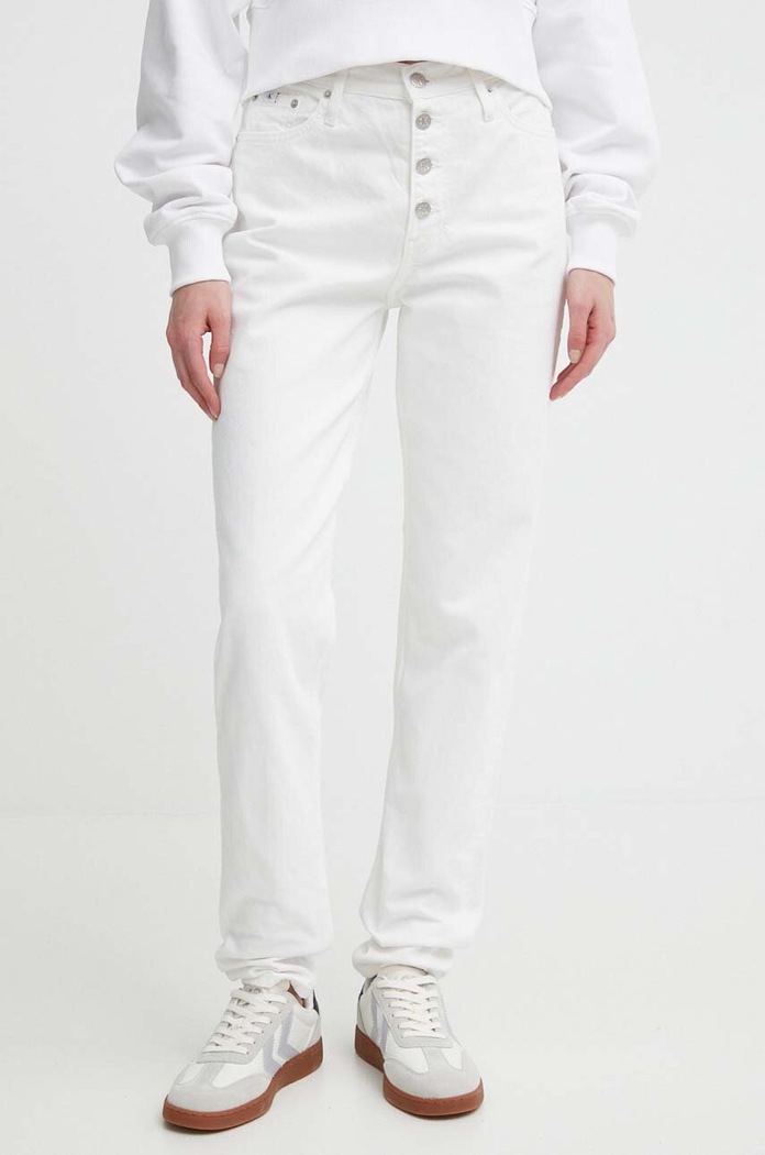 Džíny Calvin Klein Jeans Planet friendly bílá J20J222765