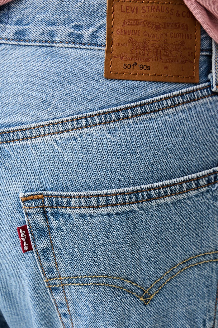 Levi's дънки straight дамски 501 90S син A8421