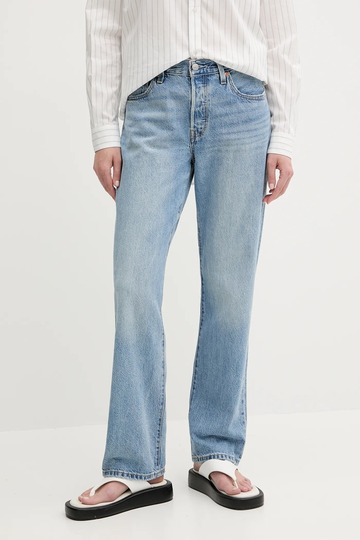 Levi's jeansy straight damskie 501 90S niebieski A8421