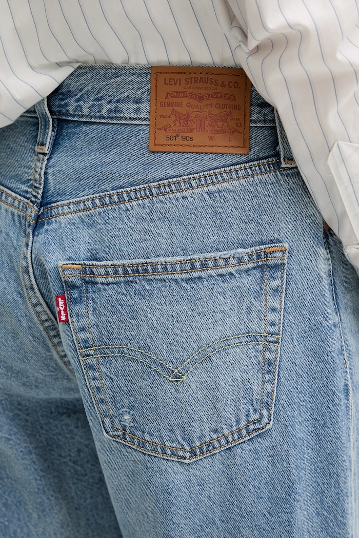 Levi's jeansy straight damskie 501 90S niebieski A8421