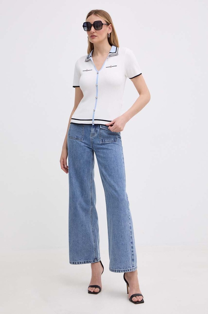 Morgan jeansi PWIDE PWIDE.DOUBLE.STO albastru AW25