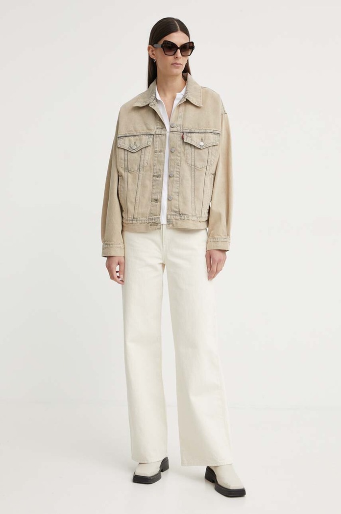 Levi's wide leg džíny dámské RIBCAGE WIDE LEG A6081 béžová AA00