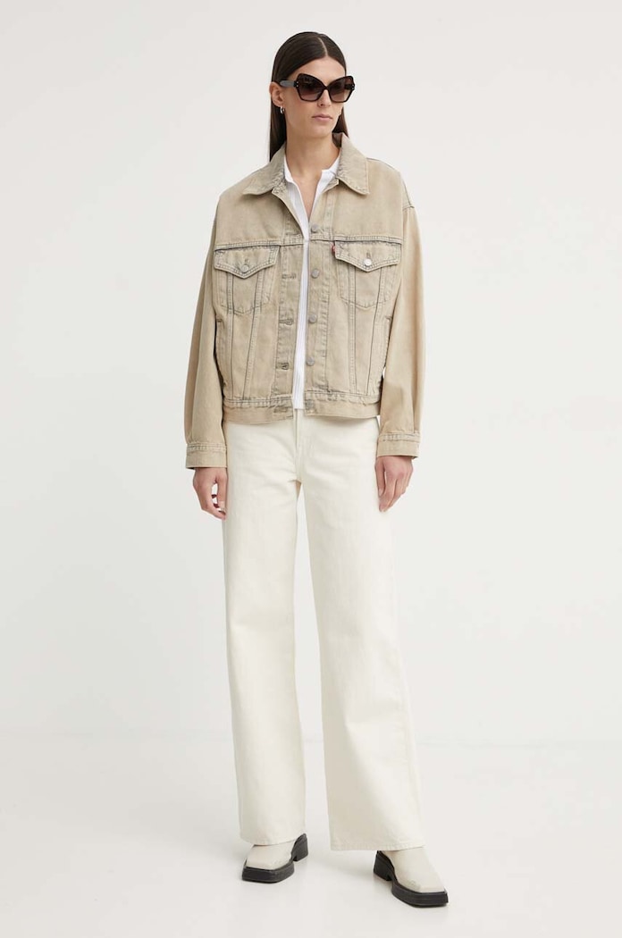 Levi's wide leg džíny dámské RIBCAGE WIDE LEG A6081 béžová AA00