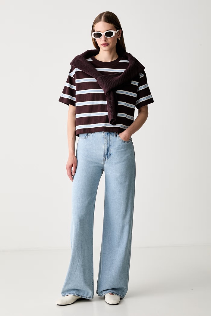 Levi's jeansy wide leg damskie RIBCAGE WIDE LEG A6081 niebieski AA00