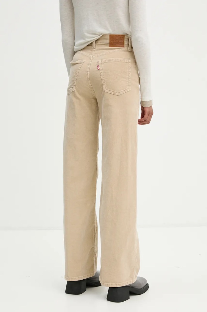 Odzież Levi's jeansy wide leg damskie RIBCAGE WIDE LEG A6081 beżowy