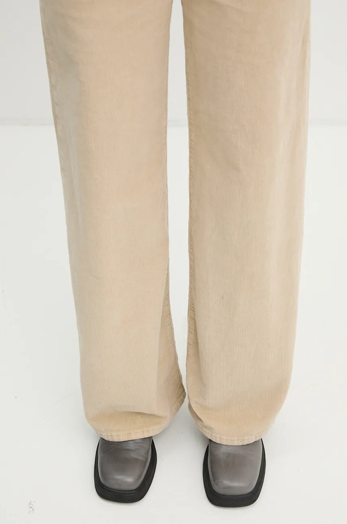 Levi's jeansy wide leg damskie RIBCAGE WIDE LEG beżowy A6081